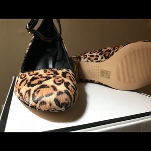 WHBM Leopard fur heels NWT